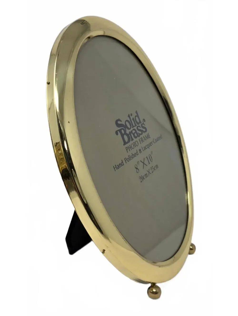 Vintage Solid Brass Oval 8x10 Picture Frame Footed Gold Tabletop Decor